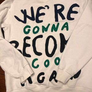 White and Black Graphic Sweater